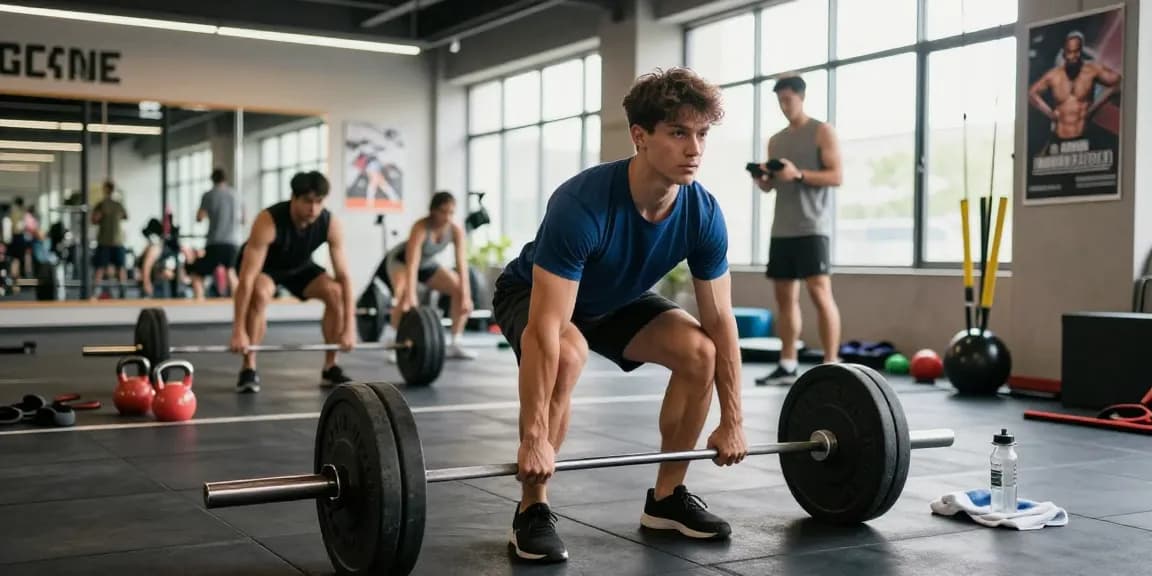 Prime Pharma Steroiden training scene in a vibrant gym with athletes using weights and equipment to enhance performance.