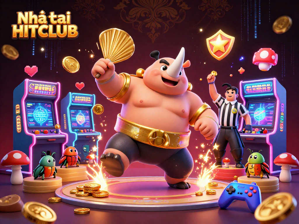 Experience excitement with Nhà cái HITCLUB, vibrant 3D casino gaming scene featuring engaging characters and game elements.