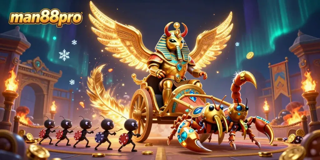 Experience the thrill of man88pro with vibrant casino elements in a captivating 3D illustration.