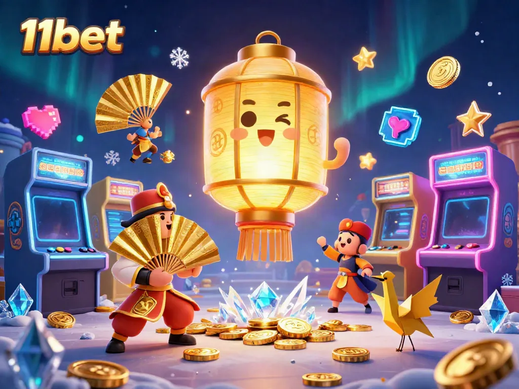 Experience the thrill of gaming at 11bet with vibrant characters and lucky symbols in a casino scene.