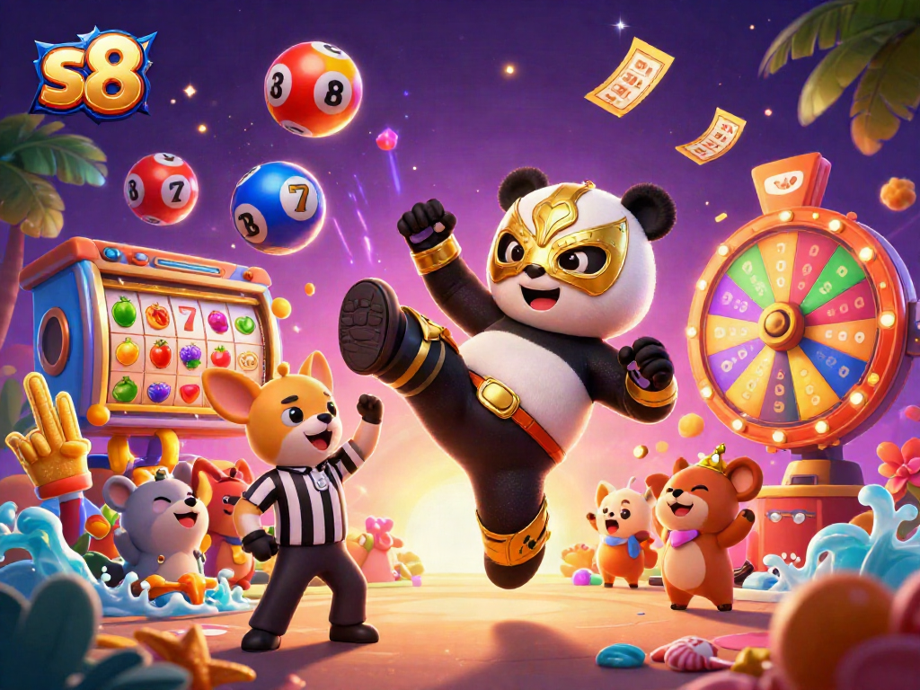 Experience thrilling slots action with the dynamic s8 casino scene featuring playful characters and vibrant game elements.