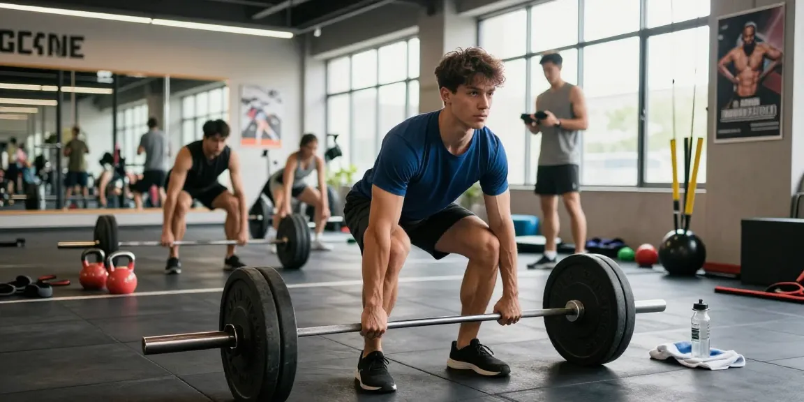Prime Pharma Steroiden training scene in a vibrant gym with athletes using weights and equipment to enhance performance.