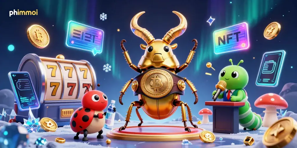 Engage with phimmoi's thrilling slot experience featuring 3D cartoon characters and cryptocurrency elements.