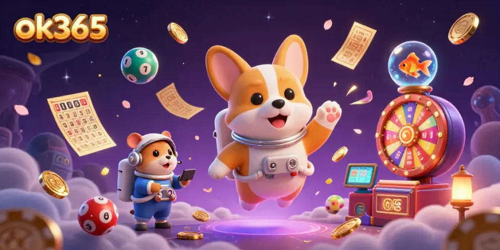Experience exciting gameplay at ok365 with a vibrant 3D casino scene featuring charming characters and dynamic elements.