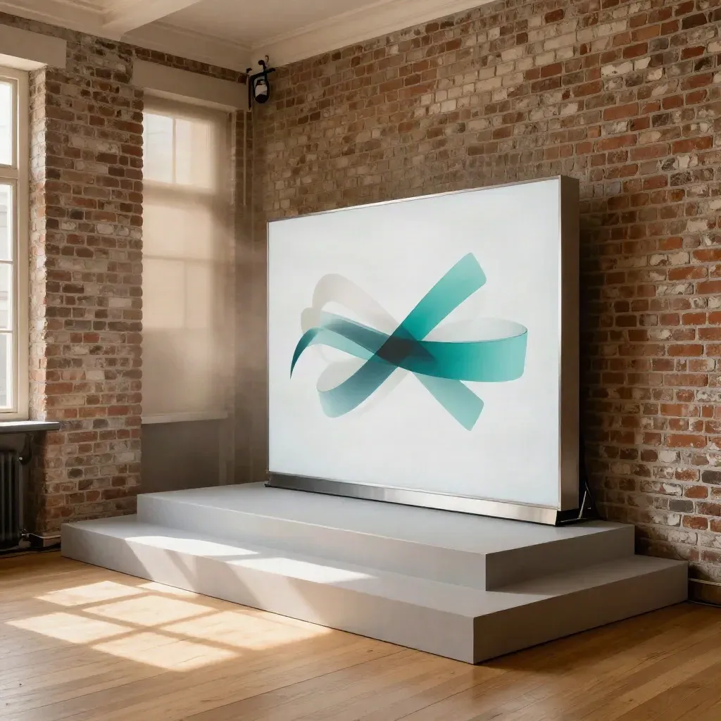 Leeg launch-corner in Utrecht met frosted zuilen en abstract motiondisplay in warm daglicht.