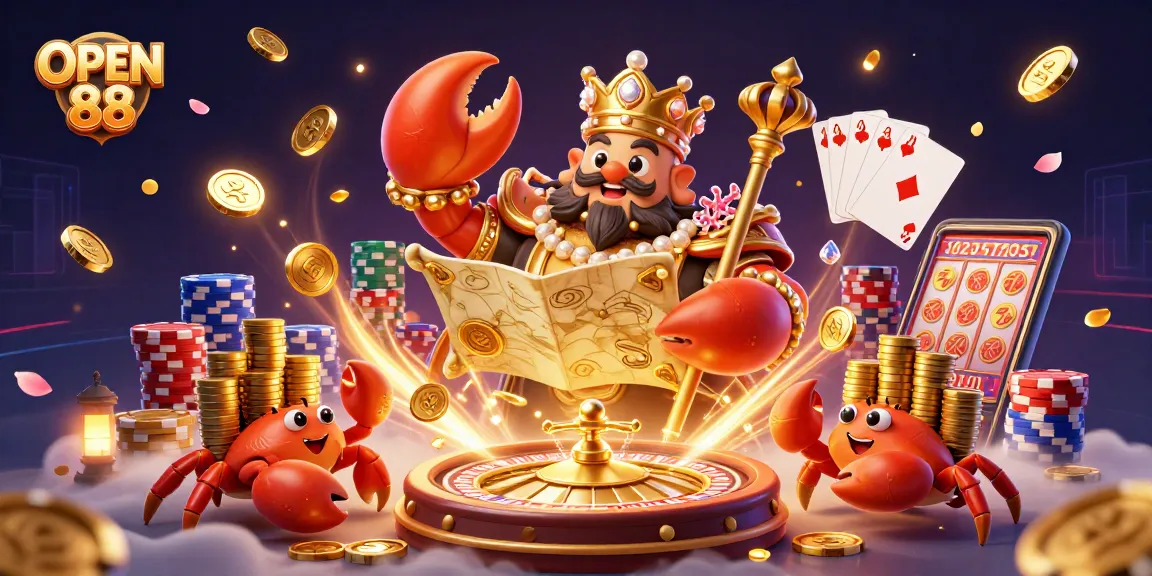 Engage in thrilling gameplay at OPEN 88 with interactive 3D elements and vibrant casino atmosphere.