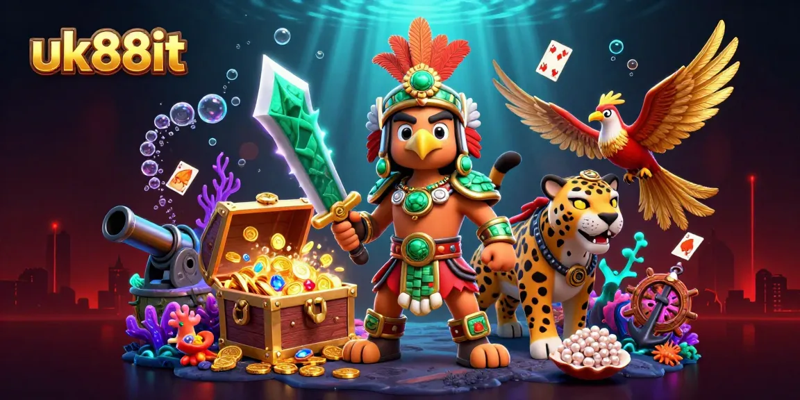 Experience thrilling gameplay at uk88it with vibrant characters and rich casino elements in this illustration.