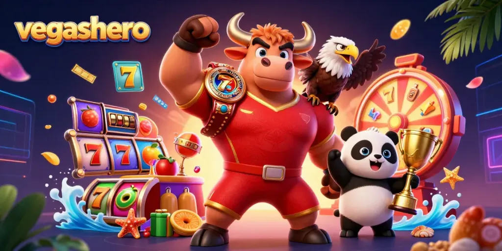 Experience VegasHero's vibrant casino atmosphere with dynamic elements and thrilling game visuals.