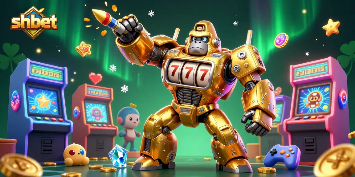 Experience thrilling gameplay with shbet's vibrant 3D casino illustration featuring a golden gorilla mech.
