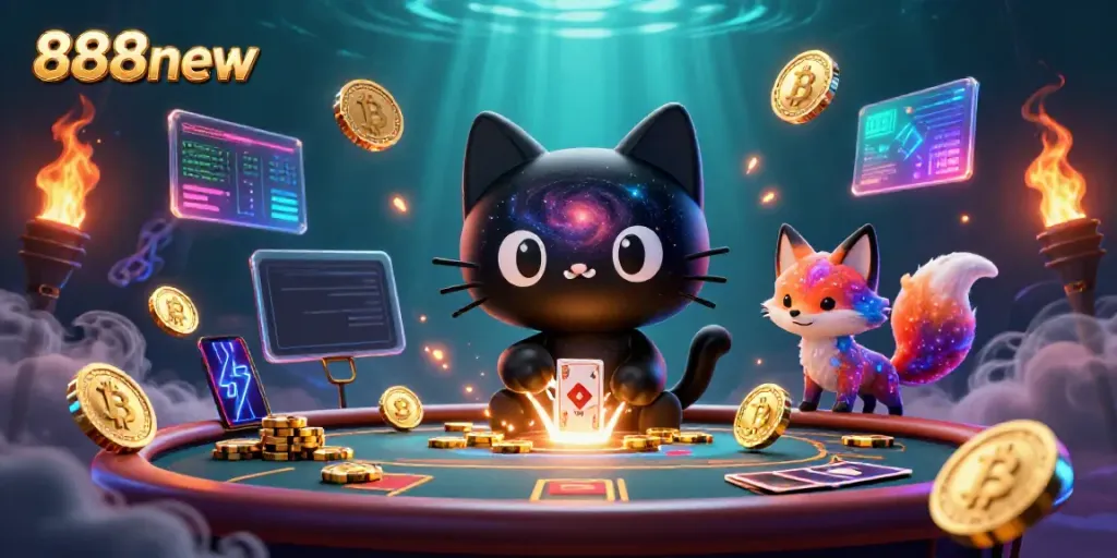 Engage in thrilling games at 888new with vibrant characters and casino elements enhancing the experience.