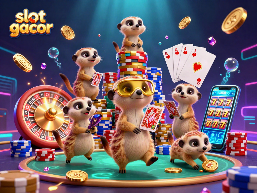Engage with slot gacor adventures as meerkats operate a vibrant casino filled with exciting games.