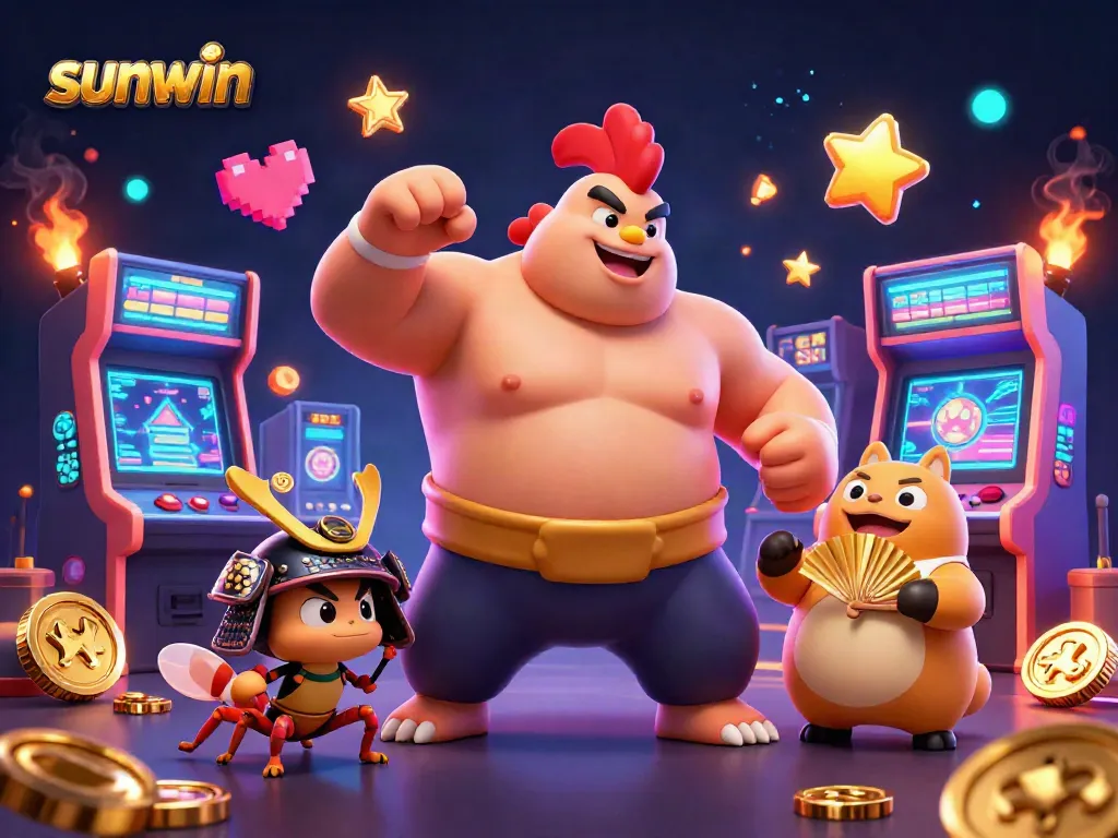 Win big with sunwin's 3D casino adventure featuring dynamic characters and vibrant gaming elements.