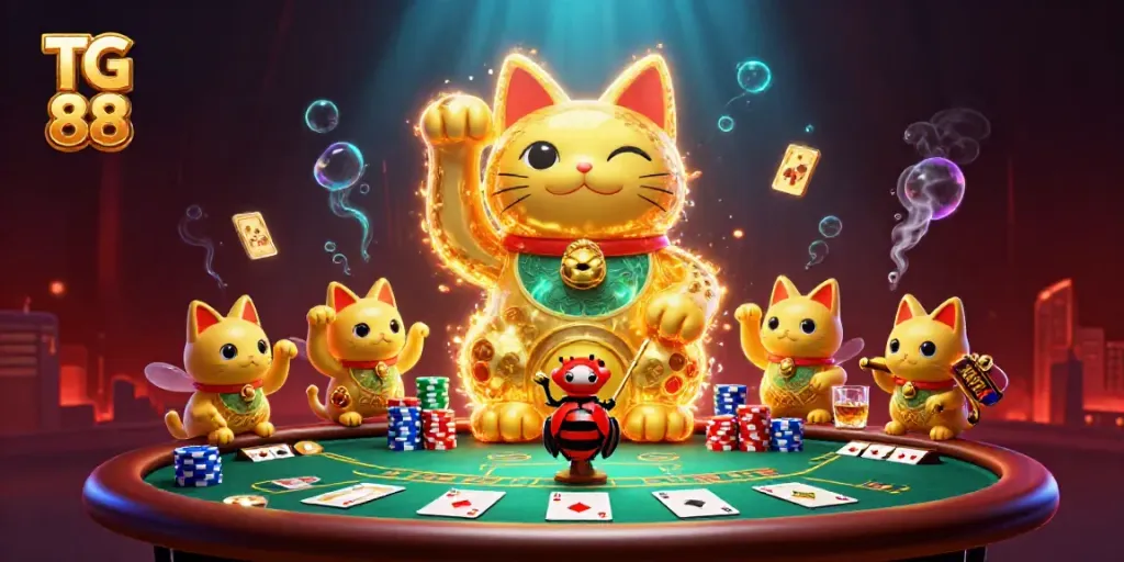 Engage with TG 88's vibrant casino adventure illustrated through golden fireflies and dynamic symbols.
